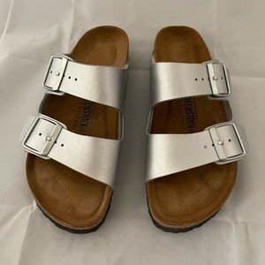 Birkenstock Arizona Soft Footbed  Silver Sz 7.5 Silver/Pewter